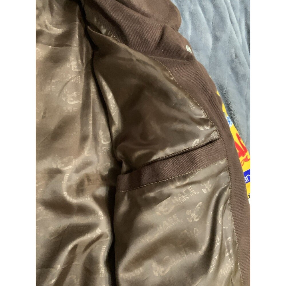 Vintage Chase Authentics M&M Varsity Jacket Men size Med brown yellow NASCAR - Picture 15 of 16